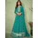 Turquoise Designer Wedding Wear Heavy Real Georgette Anarkali Suit