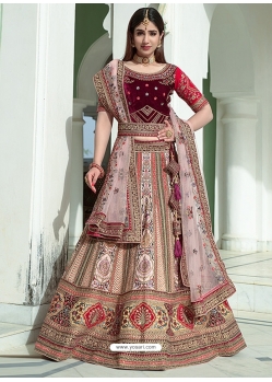 Maroon Designer Bridal Wear Heavy Velvet Lehenga Choli