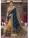 Navy Blue Designer Wedding Wear Fancy Georgette Sari