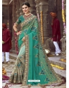 Aqua Mint Designer Wedding Wear Fancy Georgette Sari