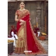 Tomato Red Designer Wedding Wear Fancy Georgette Sari