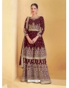 Maroon Designer Heavy Georgette Embroidered Salwar Suit