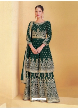 Dark Green Designer Heavy Georgette Embroidered Salwar Suit