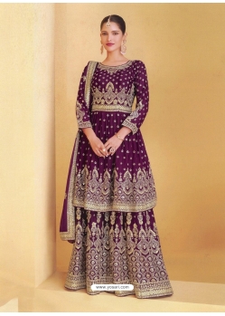 Purple Designer Heavy Georgette Embroidered Salwar Suit