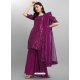 Medium Violet Designer Faux Georgette Embroidered Sharara Salwar Suit