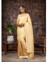 Cream Designer Wedding Wear Raw Silk Sari
