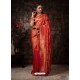 Red Designer Wedding Wear Raw Silk Sari