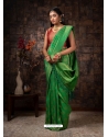 Parrot Green Designer Wedding Wear Raw Silk Sari