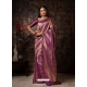 Purple Designer Wedding Wear Raw Silk Sari