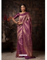 Purple Designer Wedding Wear Raw Silk Sari