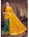 Yellow Designer Wedding Wear Raw Silk Sari