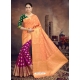 Orange Designer Wedding Wear Raw Silk Sari