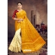Yellow Designer Wedding Wear Raw Silk Sari