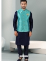 Navy Blue Exclusive Readymade Kurta Pajama With Jacket