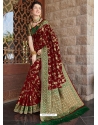 Maroon Designer Bridal Wear Silk Sari