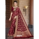 Maroon Designer Bridal Wear Silk Sari