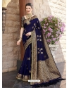 Royal Blue Designer Bridal Wear Silk Sari
