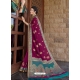 Medium Violet Designer Bridal Wear Silk Sari