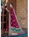 Medium Violet Designer Bridal Wear Silk Sari