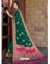 Teal Designer Bridal Wear Silk Sari