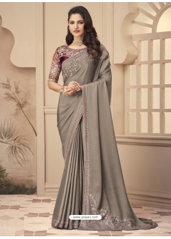 Taupe Designer Bridal Wedding Wear Sari