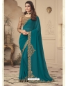 Teal Blue Designer Bridal Wedding Wear Sari