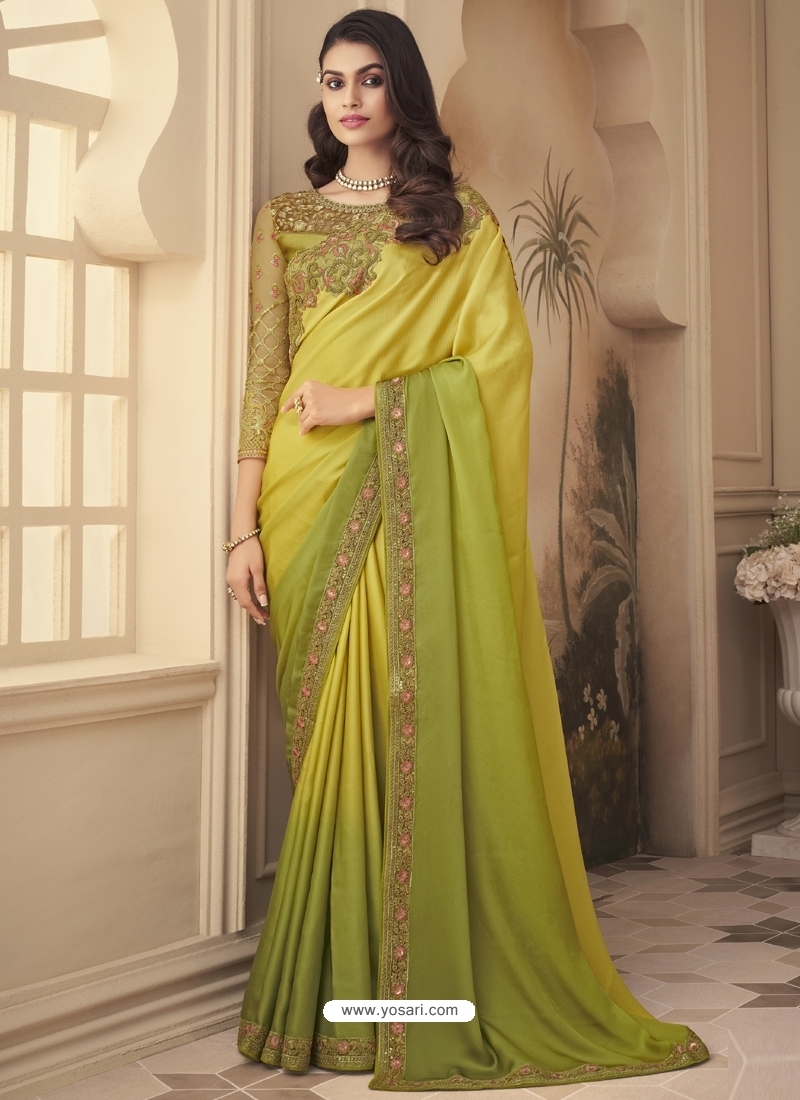 Lemon Designer Bridal Wedding Wear Sari