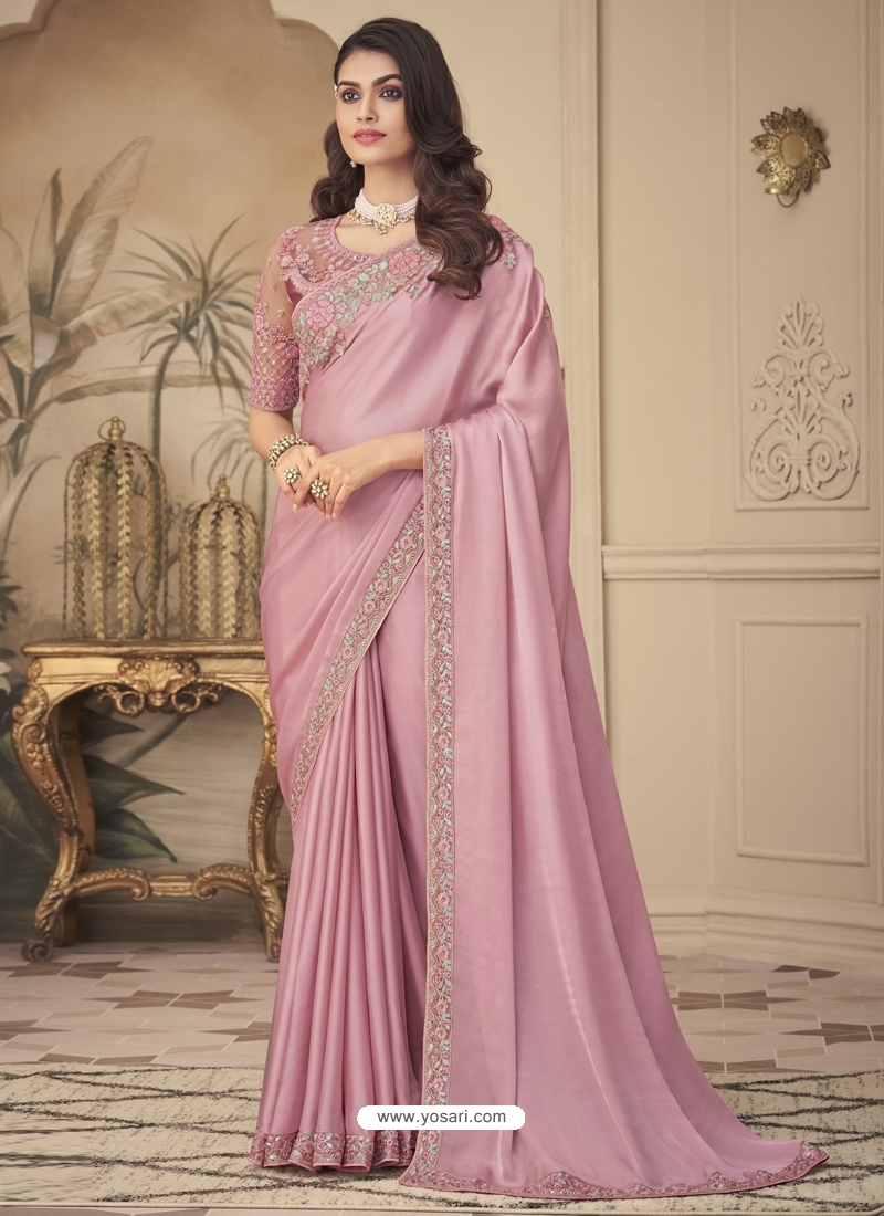 Dusty Pink Designer Bridal Wedding Wear Sari
