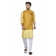Light Yellow Exclusive Readymade Linen Blend Kurta Pajama With Jacket