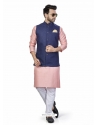 Baby Pink Exclusive Readymade Linen Blend Kurta Pajama With Jacket