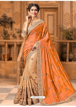 Orange Designer Wedding Wear Sari