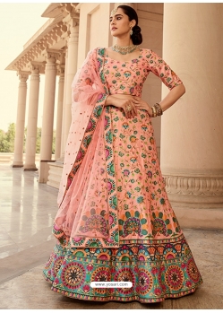 Peach Designer Wedding Wear Lehenga Choli