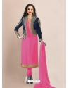 Magenta Designer Georgette Embroidered Churidar Salwar Suit