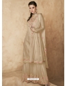 Gold Designer Heavy Faux Georgette Embroidered Palazzo Salwar Suit