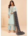 Light Grey Designer Heavy Pure Georgette Embroidered Palazzo Salwar Suit