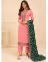 Peach Designer Heavy Pure Georgette Embroidered Palazzo Salwar Suit