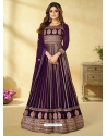 Purple Readymade Designer Wedding Wear Real Georette Anarkali Suit