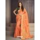 Orange Designer Wedding Wear Fancy Fabric Sari