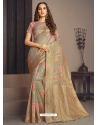 Taupe Designer Wedding Wear Fancy Fabric Sari