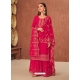 Rose Red Designer Georgette Embroidered Palazzo Salwar Suit