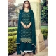 Teal Blue Designer Heavy Pure Georgette Embroidered Palazzo Salwar Suit
