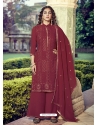 Maroon Designer Heavy Pure Georgette Embroidered Palazzo Salwar Suit