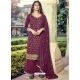 Deep Wine Designer Heavy Pure Georgette Embroidered Palazzo Salwar Suit