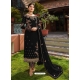 Black Designer Faux Georgette Embroidered Straight Salwar Suit