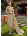 Gold Designer Faux Georgette Embroidered Straight Salwar Suit