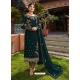 Teal Blue Designer Faux Georgette Embroidered Straight Salwar Suit