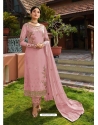 Baby Pink Designer Faux Georgette Embroidered Straight Salwar Suit