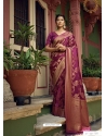 Deep Wine Designer Wedding Wear Woven Sari