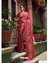 Rose Red Designer Wedding Wear Woven Sari