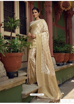 Gold Designer Wedding Wear Woven Sari